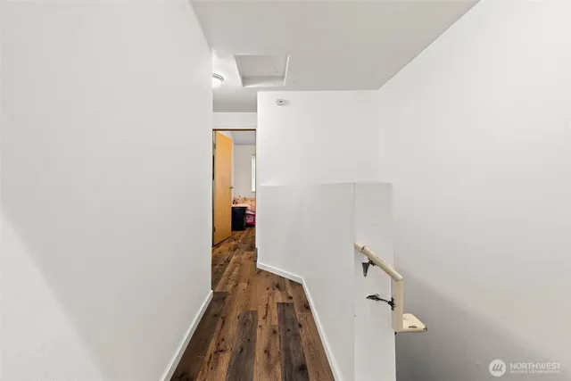 a view of a hallway with closet