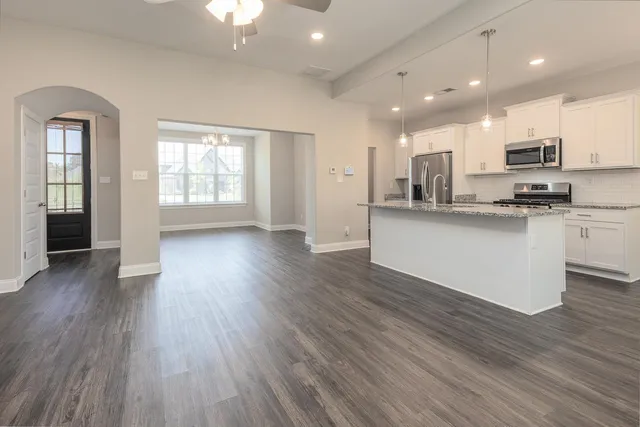 a view of a forest with trees