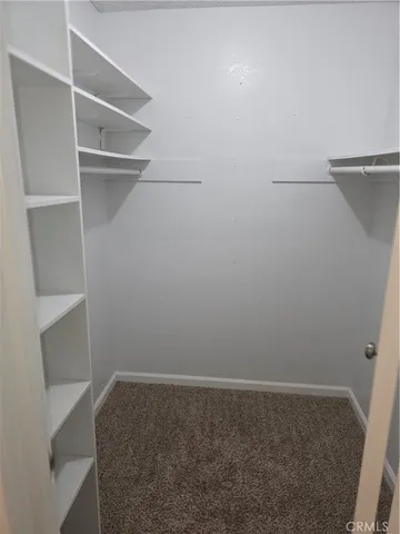 a view of an empty walk in closet