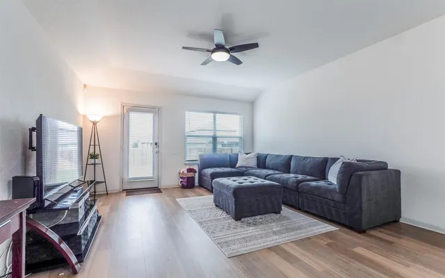 a living room with furniture