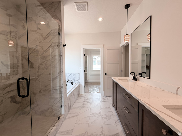 619 East Mountain Road North Ogden, UT 84414 - Photo 7 of 8 Spacious bathroom featuring a dual vanity with dark wood-finish cabinetry and white countertops