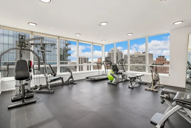 a view of a room with gym equipment