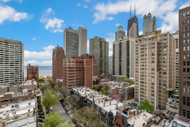 a view of a city with tall buildings