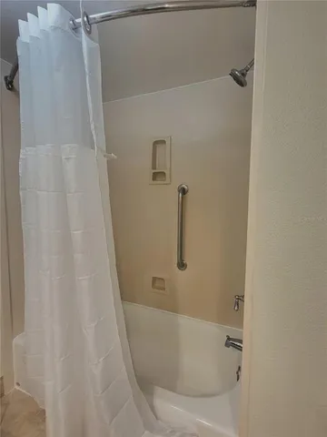 a bathroom with a bathtub
