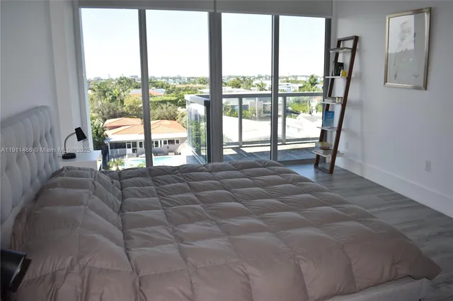 a living room with a large window