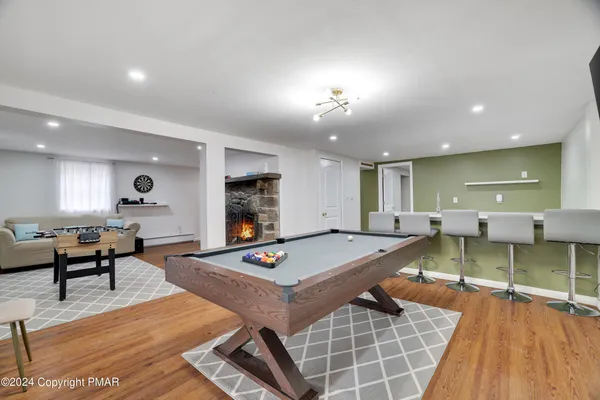 a view of a living room and dining room