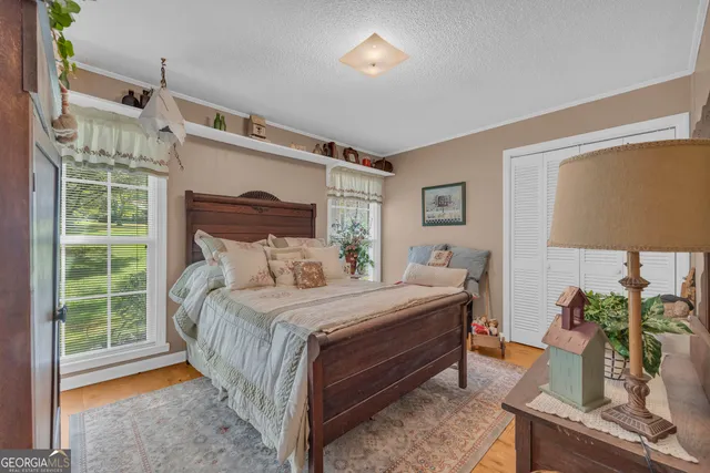 a view of an ocean and a yard