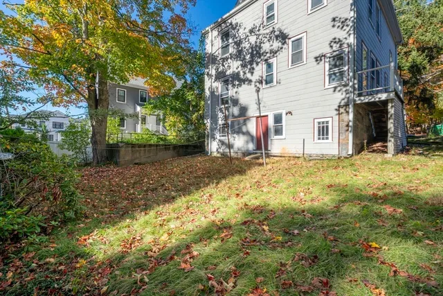 a view of a yard with trees