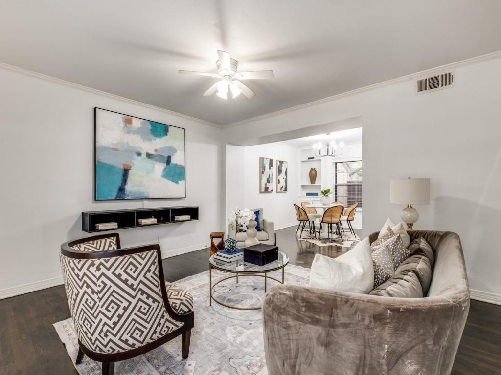 6431 Bordeaux Avenue Dallas, TX 75209 - Photo 4 of 18 a living room with furniture and a flat screen tv