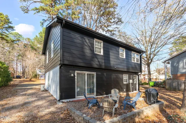 a front view of a house with patio
