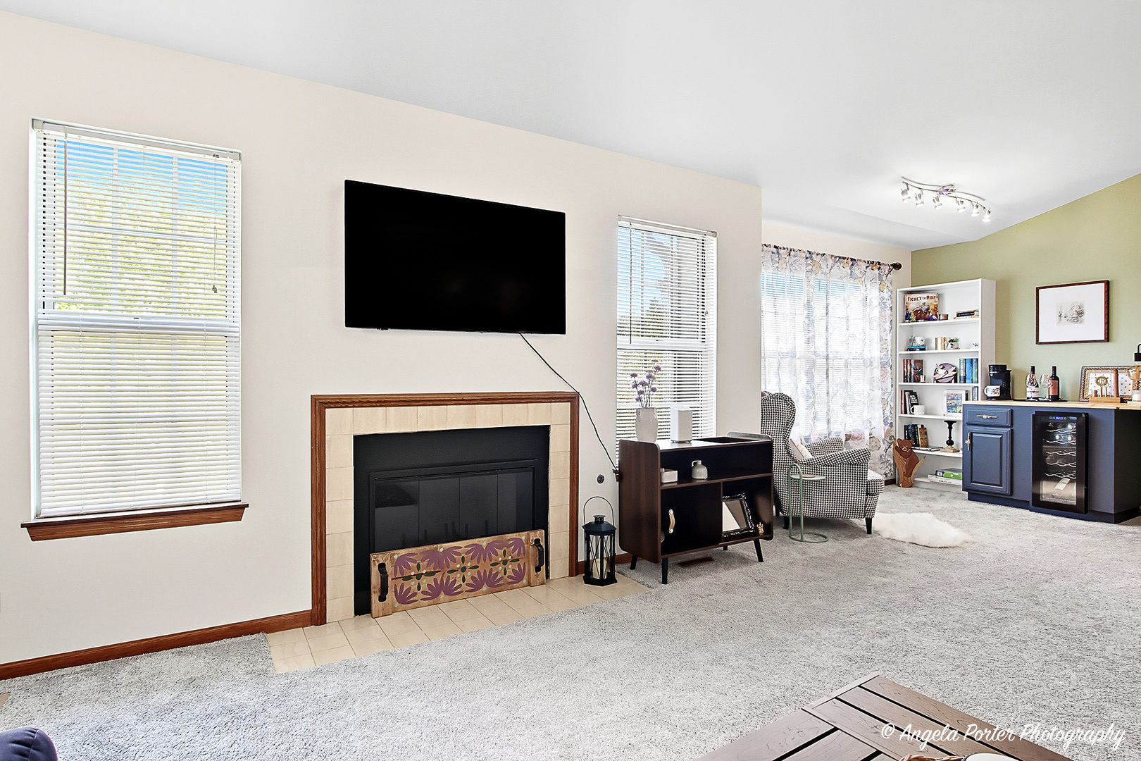 911 Ann Arbor Lane, Unit 253 Vernon Hills, IL 60061 - Photo 5 of 26 a living room with furniture a fireplace and a flat screen tv