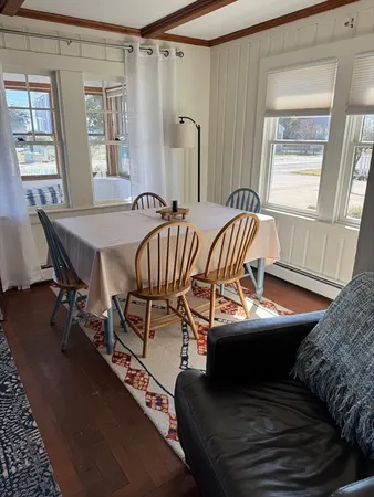 a dining room with furniture