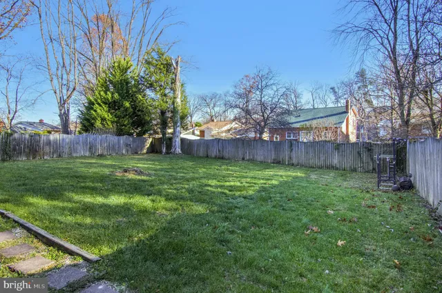 a view of a backyard with a tree