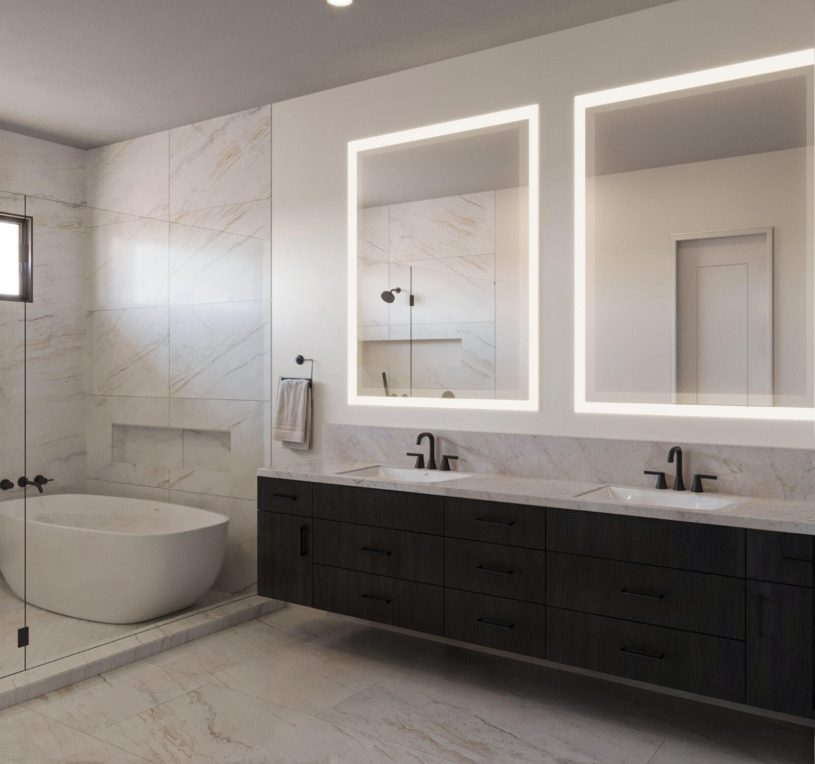 6824 Northeast Briskel Pointe Drive Boca Raton, FL 33487 - Photo 16 of 23 a bathroom with a double vanity sink mirror and bathtub