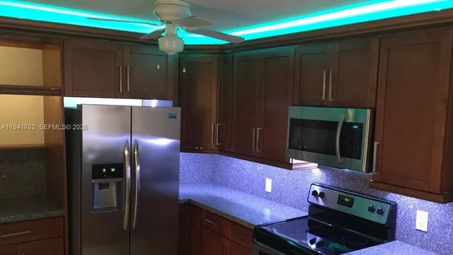 a hallway with fireplace