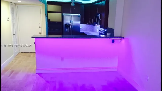 an empty room with a door