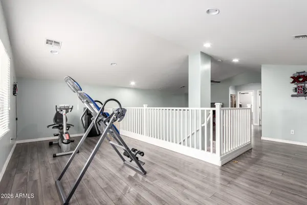 a view of a room with gym equipment