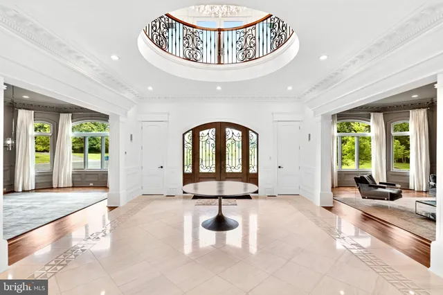 a living room with a large window