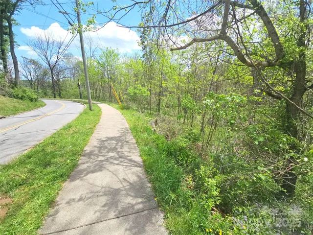 a view of a pathway with a yard