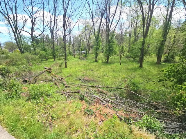 a view of outdoor space with trees all around