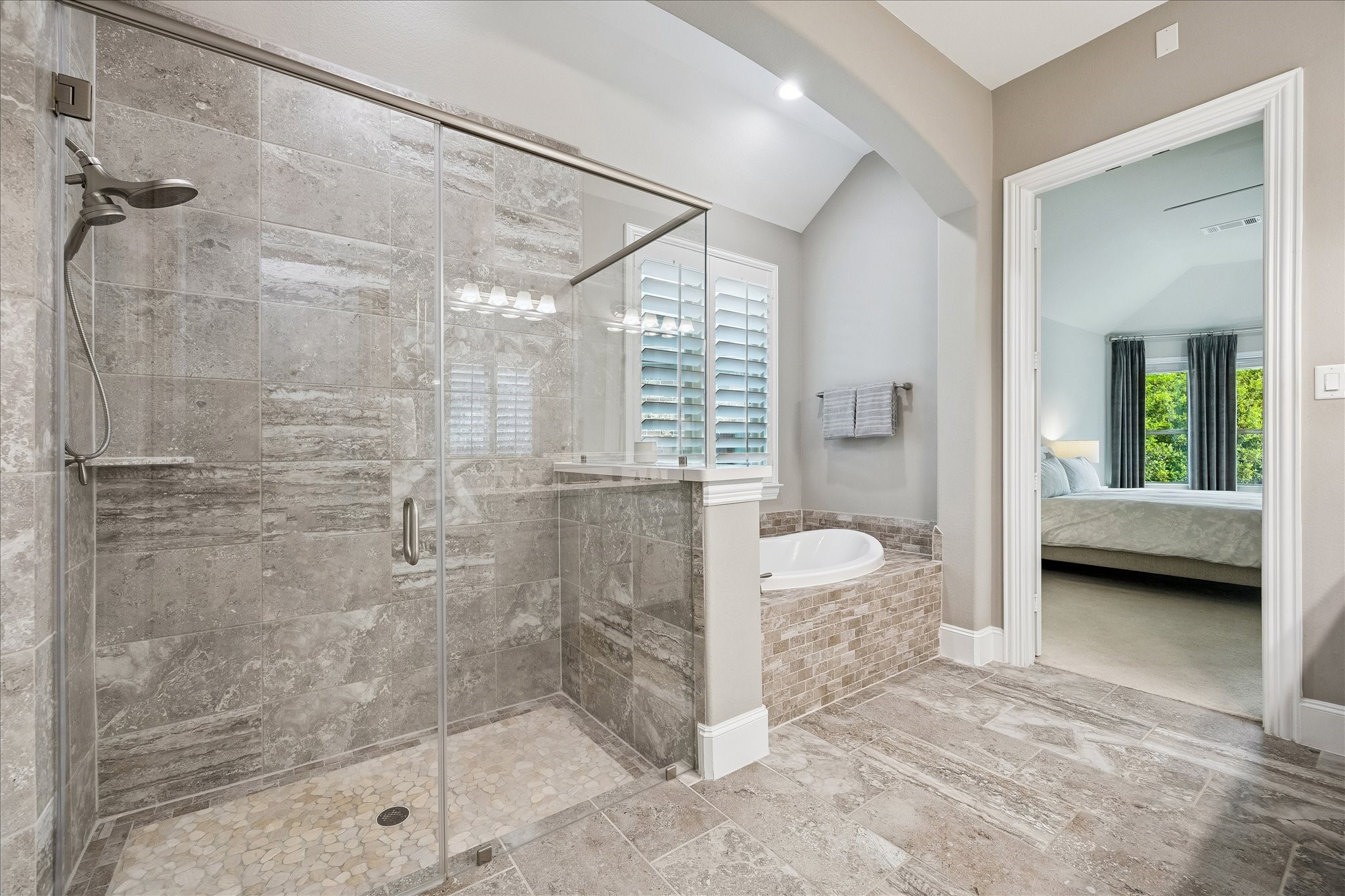 2807 Mayfield Ridge Lane Katy, TX 77494 - Photo 24 of 50 a bathroom with a granite countertop sink a toilet and shower