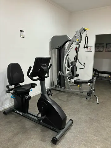 a room with gym equipment