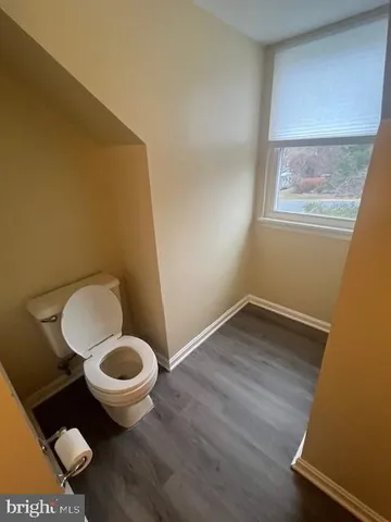a bathroom with a shower and a toilet