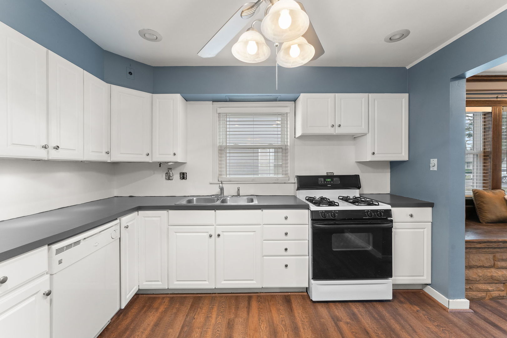 3520 Jackson Street Lansing, IL 60438 - Photo 5 of 22 a kitchen with cabinets stainless steel appliances a sink and a window