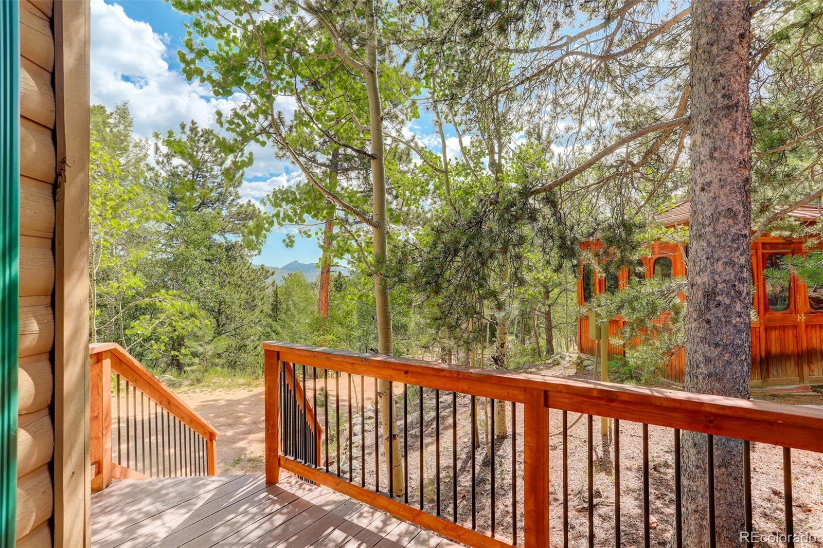 77 East Crosscut Road Bailey, CO 80421 - Photo 5 of 43 a view of a balcony with wooden fence and floor