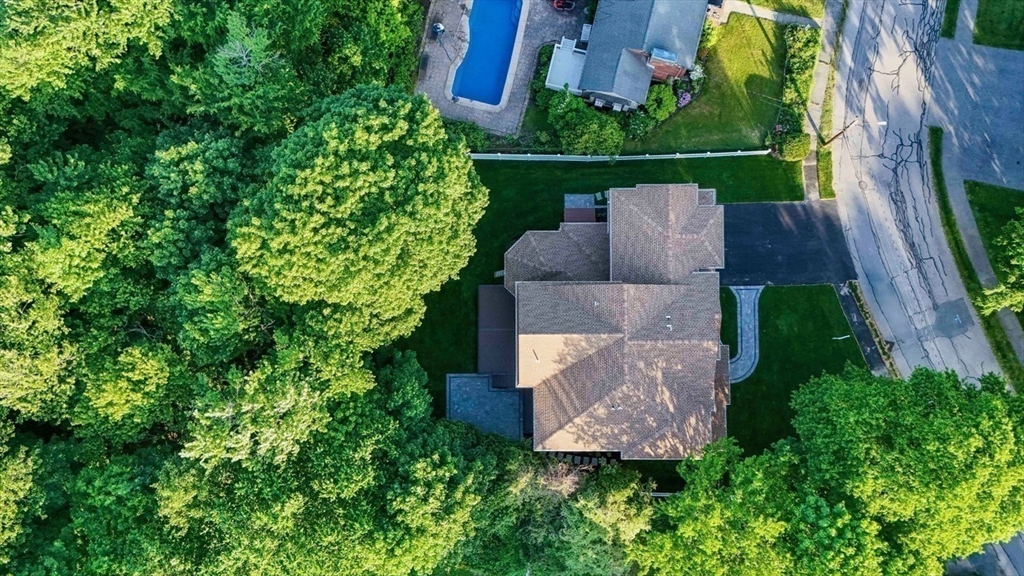 103 Wayne Road Needham, MA 02494 - Photo 27 of 29 an aerial view of a house with garden space and street view