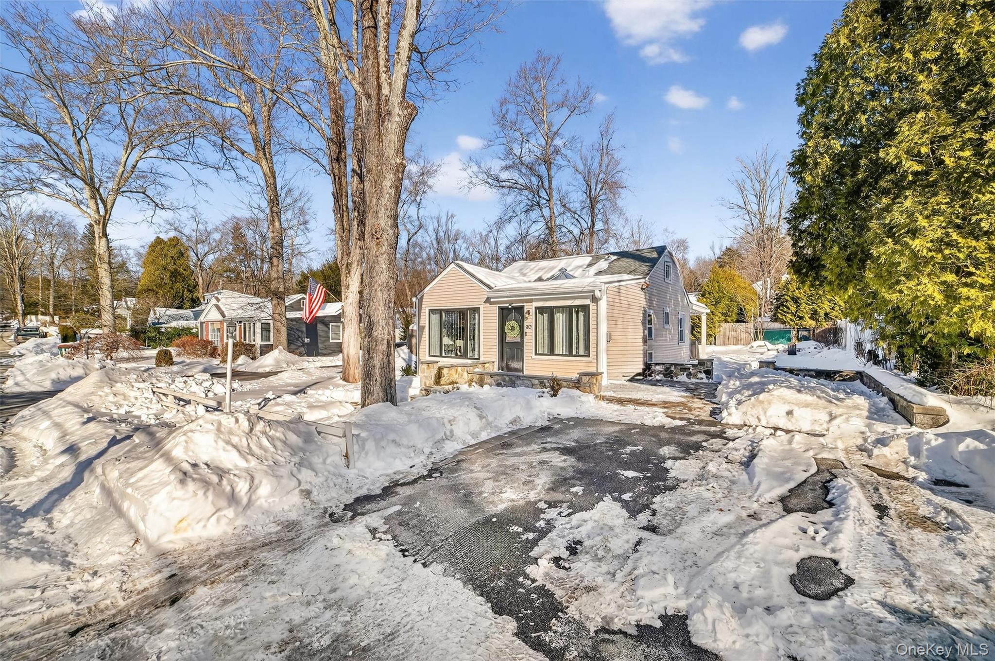 40 Orchard Road Putnam Valley, NY 10579 - Photo 3 of 19 a view of a white house with a yard covered in snow