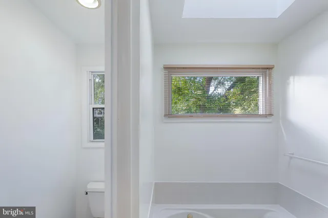 a bathroom with a bathtub