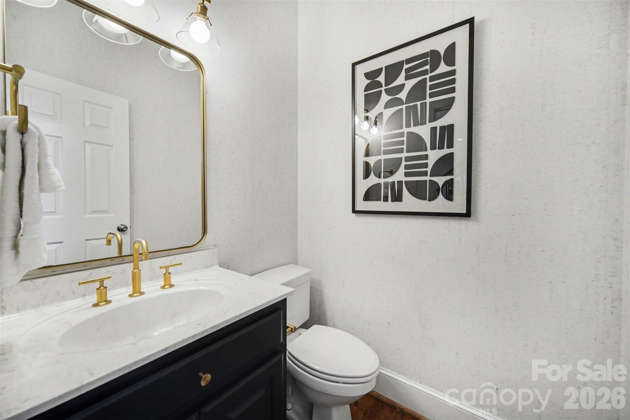 6008 Alexa Road Charlotte, NC 28277 - Photo 18 of 46 a bathroom with a sink a toilet and a mirror