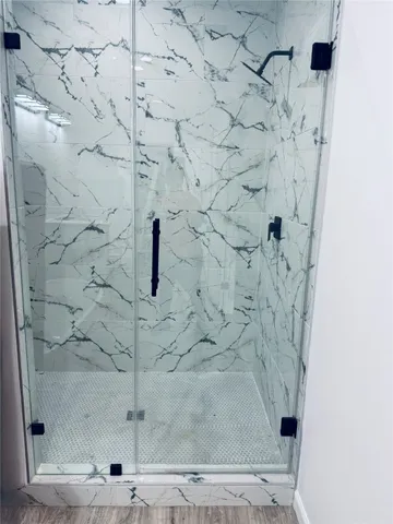 a bathroom with a shower