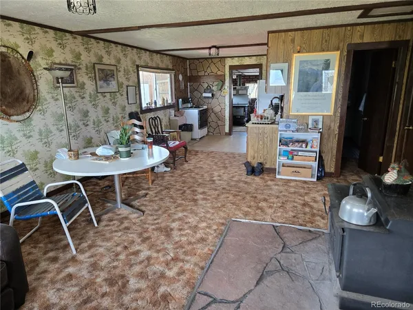 a dining room with furniture