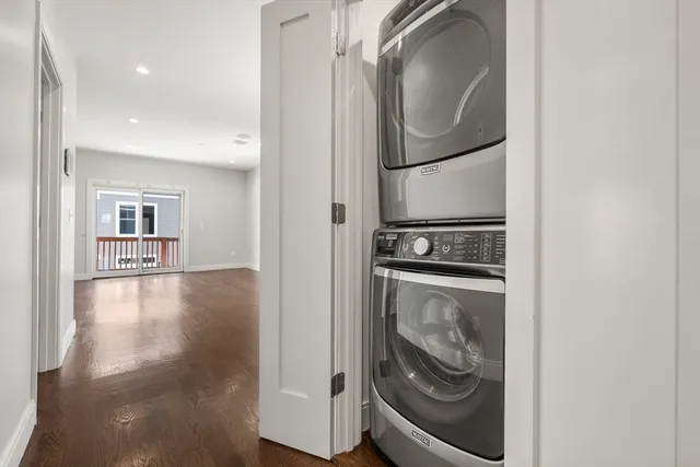 a view of a kitchen with washer and dryer