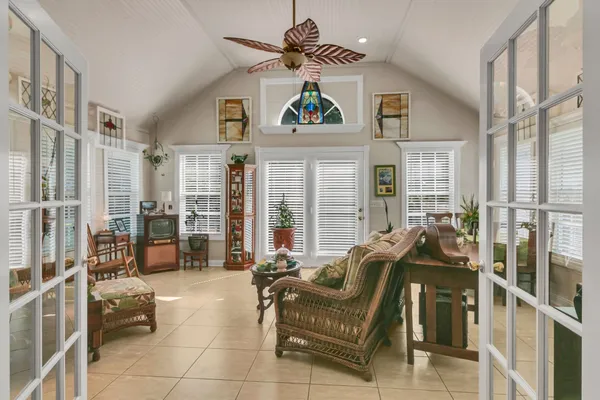 a living room with furniture