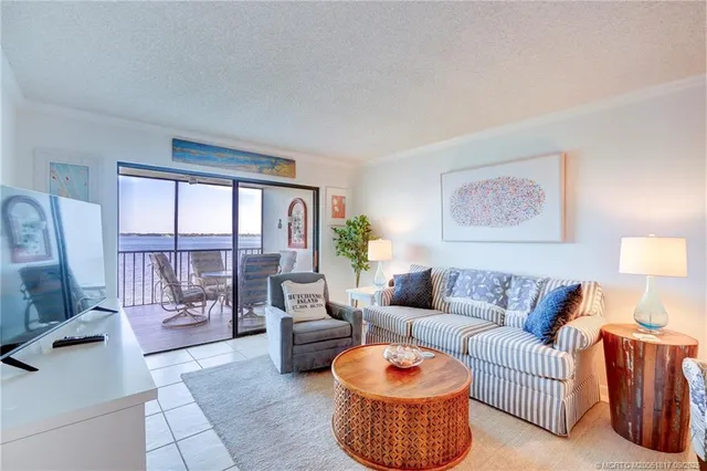 a living room with furniture potted plant and a window