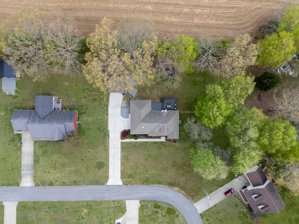 an aerial view of a house