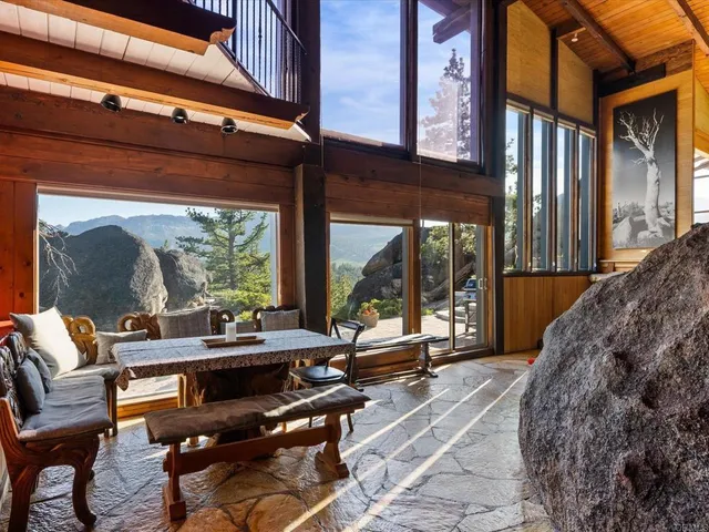 a living room with a large window