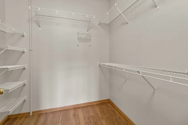 a view of a room with racks on the wall