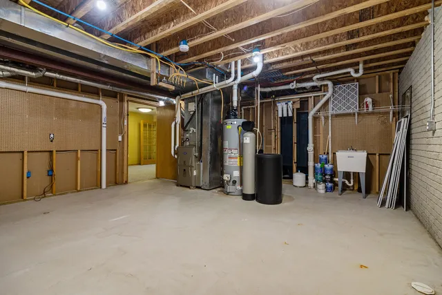 a view of water heater room with closet