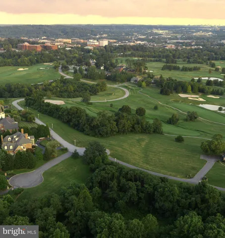 an aerial view of green landscape with trees houses and mountain view
