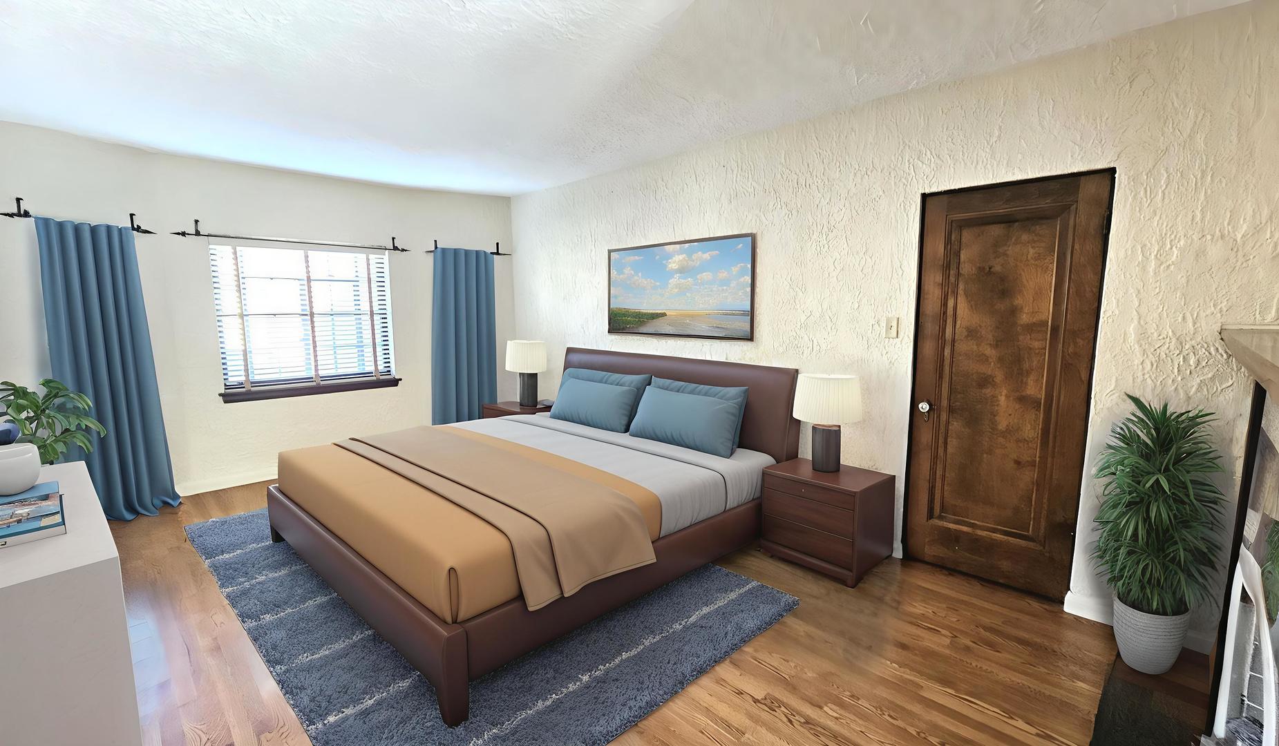 410 North Raynor Avenue, Unit 1W Joliet, IL 60435 - Photo 36 of 64 a bedroom with bed and a potted plant