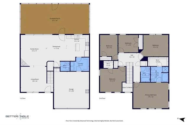 an aerial view of a kitchen