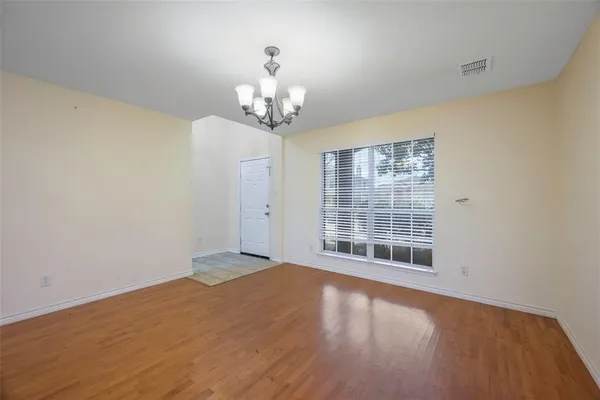 a view of a livingroom with a large window
