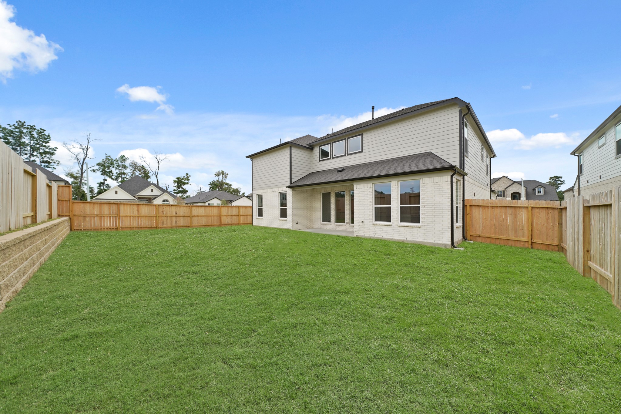 3319 Pin Cherry Lane Conroe, TX 77301 - Photo 28 of 30 a backyard of a house with lots of green space