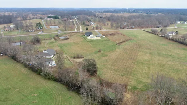 a view of a lake in middle of the town