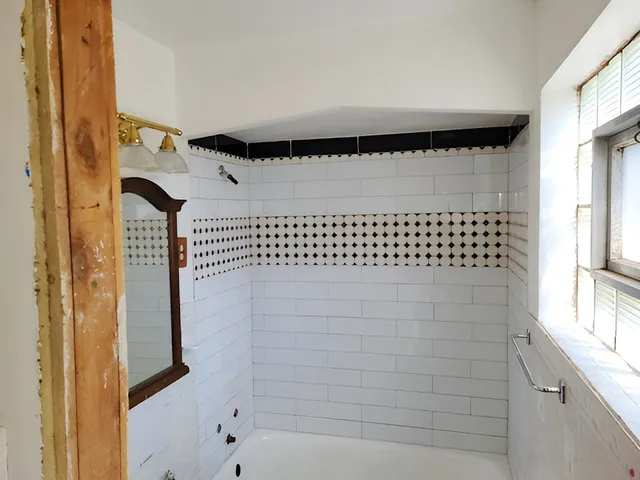 a bathroom with a shower