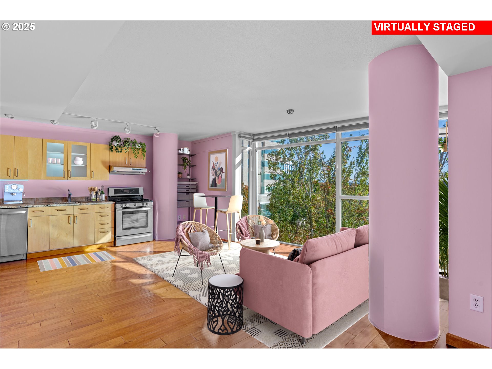 533 Northeast Holladay Street, Unit 605 Portland, OR 97232 - Photo 4 of 42 a living room with furniture and a large window